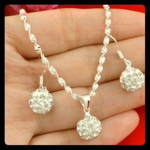 925 Sterling Silver Necklace Earrings Set